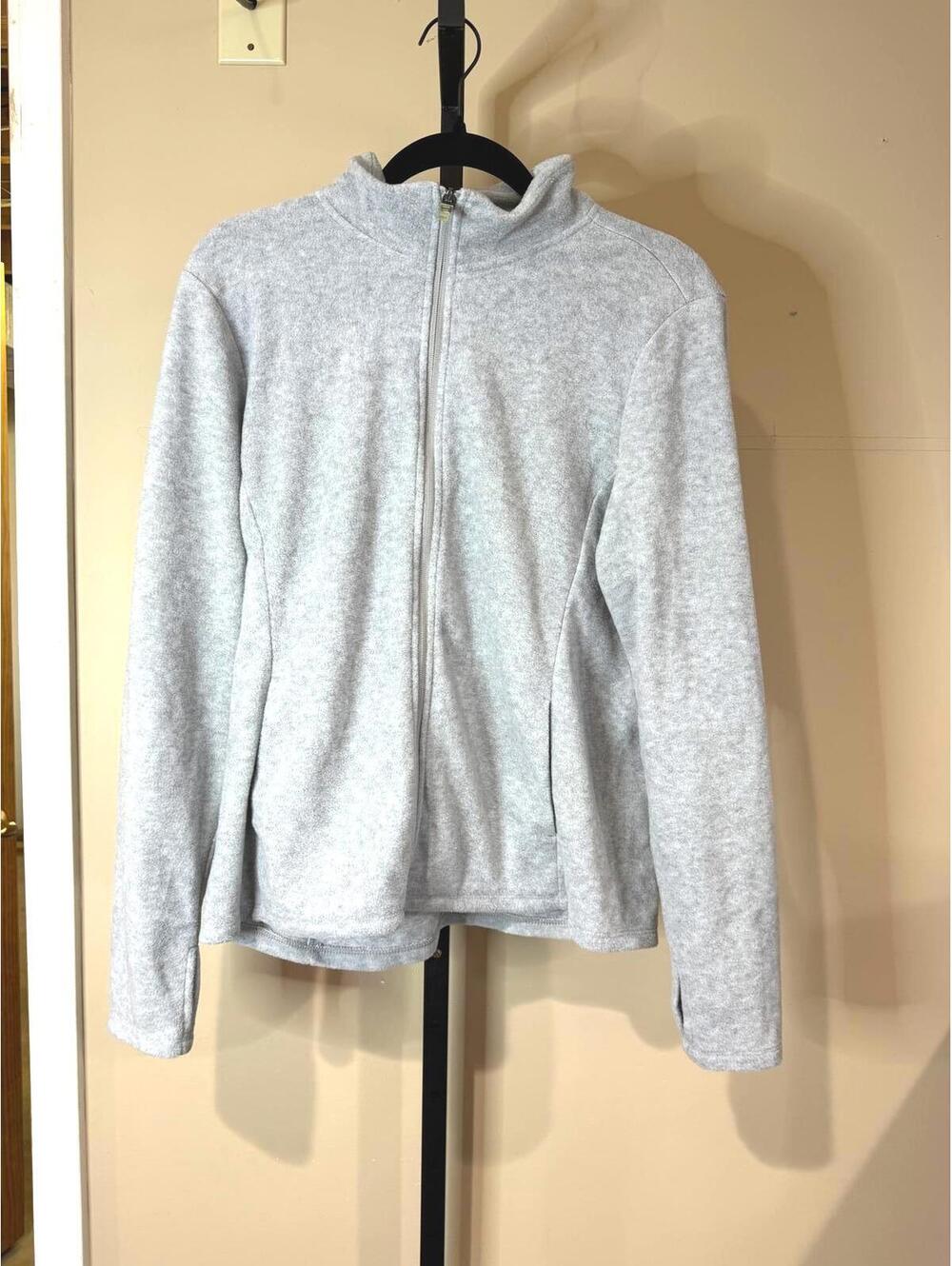 Old Navy Petite Large Light Gray Full-Zip Fleece Jacket for Women